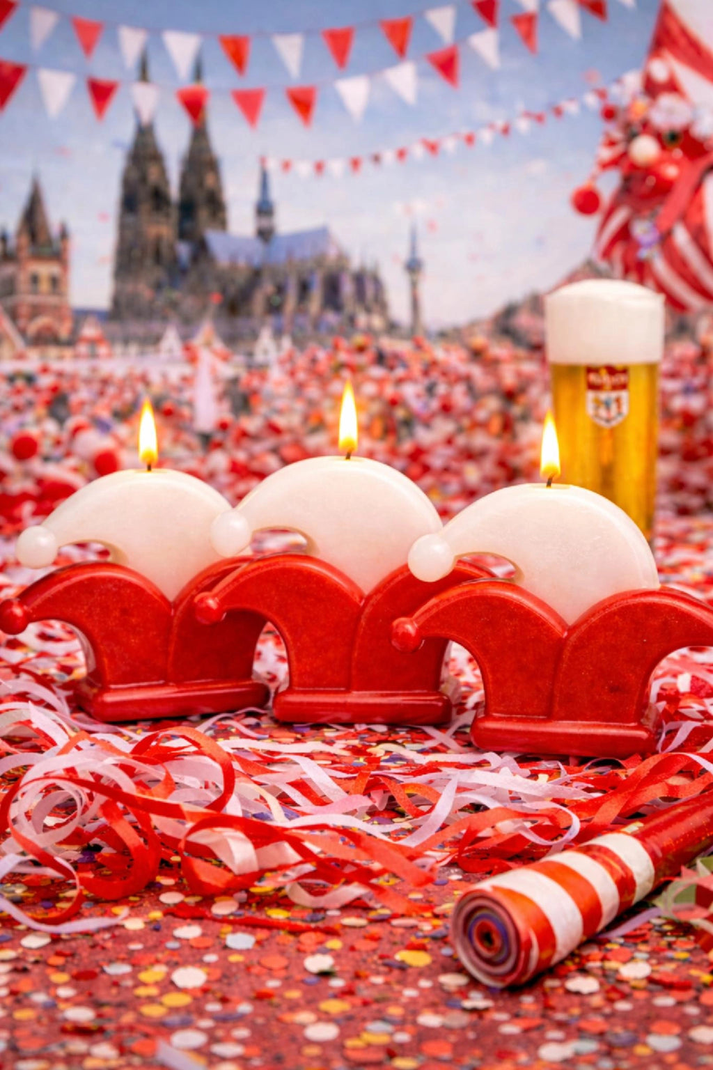 Narrenkappen-Kerze "Jeck" - Karneval aus Wachs